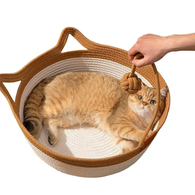 Pet cat and dog bed with warm woven cat scratching pad suitable for all seasons, specially designed for kittens