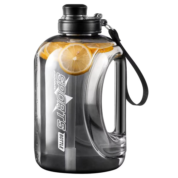 Large Capacity Water Bottle with Straw & Strap Portable Handle BPA Free Eco-Friendly Perfect for Outdoor Sports and Fitness