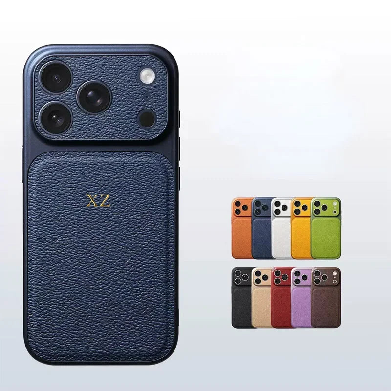 Personalise Gold Silver Initials Letter Leather Case For iPhone 15 14 13 17 Pro Max 14 16 Plus 17 Air Luxury Lens Protection Cas