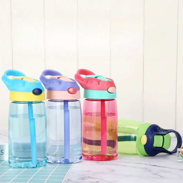 480ML Water Bottle With Straw Portable Plastic Bottles Outdoor Leakproof Cup Kids Girls Summer Cold Water Juice Drinking Bottle