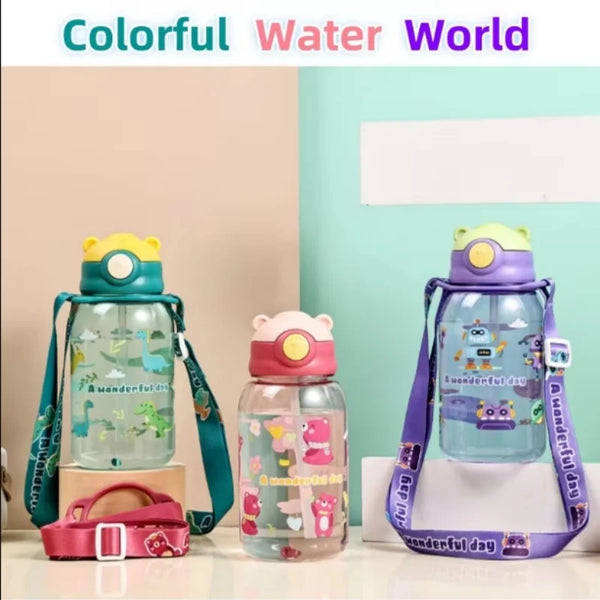 BPA-Free Water Bottle with Pop-Up Lid, Cartoon Design, Transparent & Portable Sealed, Ideal for Special Occasions, Holiday Gifts