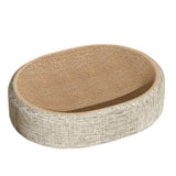 Oval Cat Scratcher Bed — Linen-Wrapped Corrugated Scratching Lounge for Indoor Cats | Furniture Protector & Cozy Nap Bowl