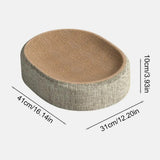 Oval Cat Scratcher Bed — Linen-Wrapped Corrugated Scratching Lounge for Indoor Cats | Furniture Protector & Cozy Nap Bowl