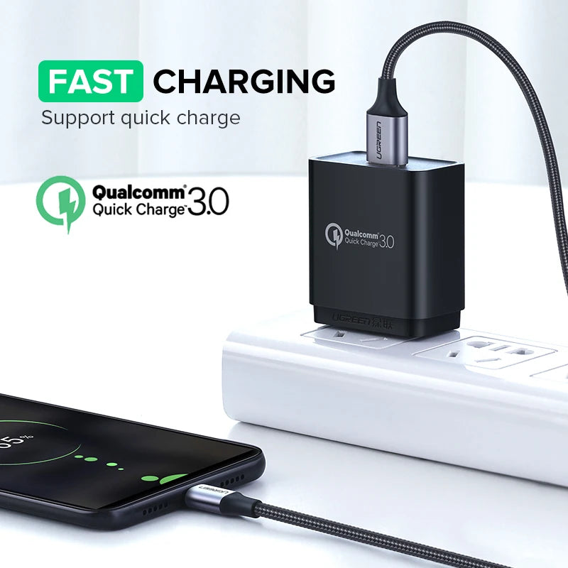 Ugreen Micro USB Cable 2A Nylon Fast Charging USB Cable for Samsung Xiaomi HTC USB Charger Data Cable Mobile Phone Cable