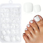 120PCS/Box Short Square Pressed Toenail Women'S White Fake Toenail Press, Perfectly Fits The Nail, Reusable Acrylic Fake Toenail