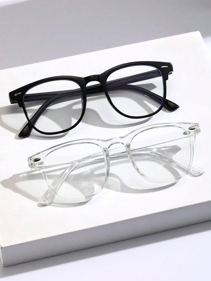 1-2-3PCS Unisex Square Plastic Frame Trendy Anti-Blue Light Clear Glasses For Back To School Clothing Accessories.