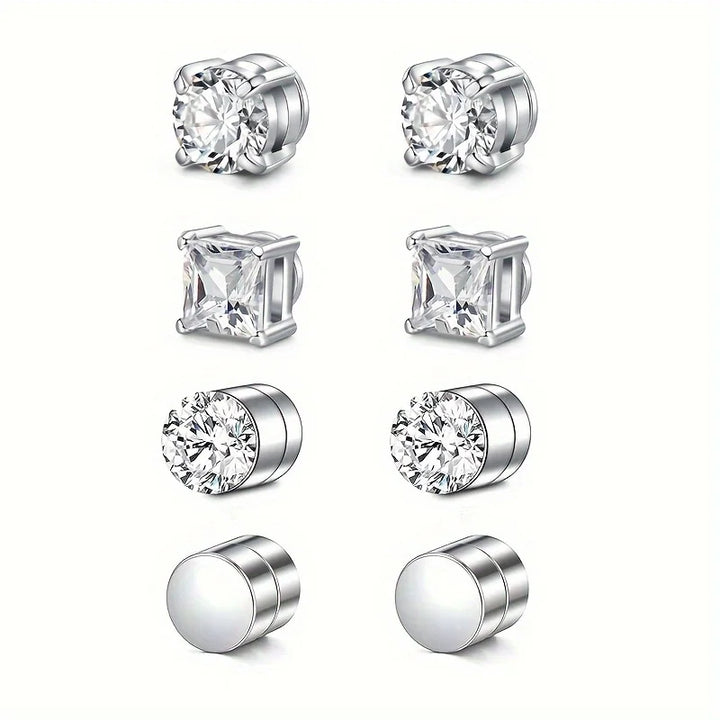 Set of man's magnetic earrings without punching ear clips,stainless steel personalized punk style women's ear studs
