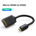 UGREEN Micro HDMI-Compatible to HDMI-Compatible Adapter 4K/60Hz 3D for GoPro Hero 7 Raspberry Pi 4 Sony Nikon Braided Cable 4K