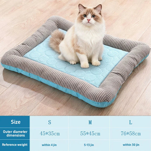 Cooling Pad Bed for Dogs Cats Breathable Puppy Kitten Cool Mat Pet Blanket Ice Silk Material Soft for Summer Sleeping Pink Blue