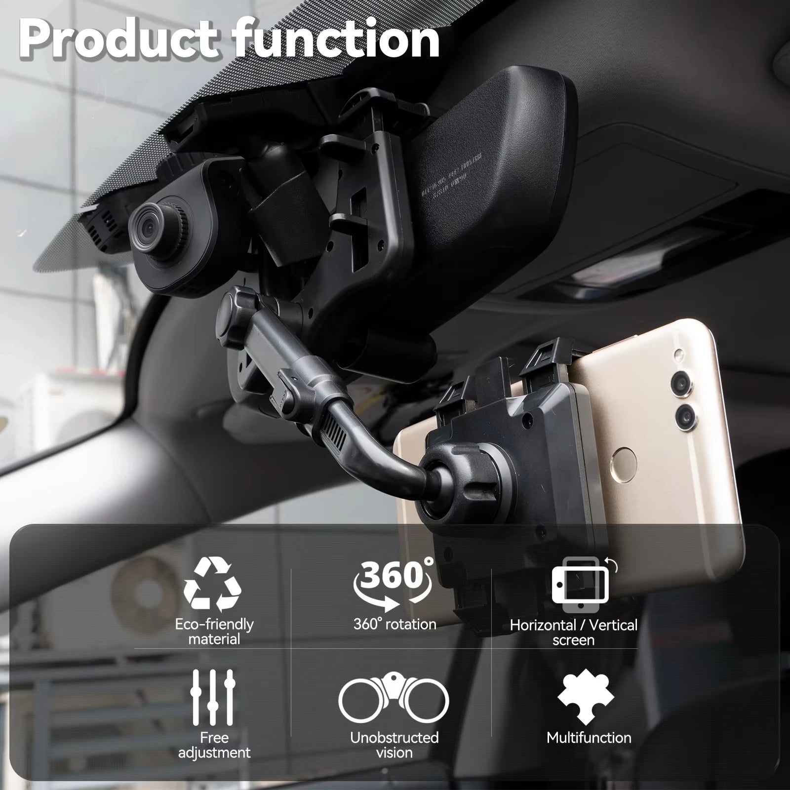 Adjustable Rearview Mirror Phone Holder Clip - View 5