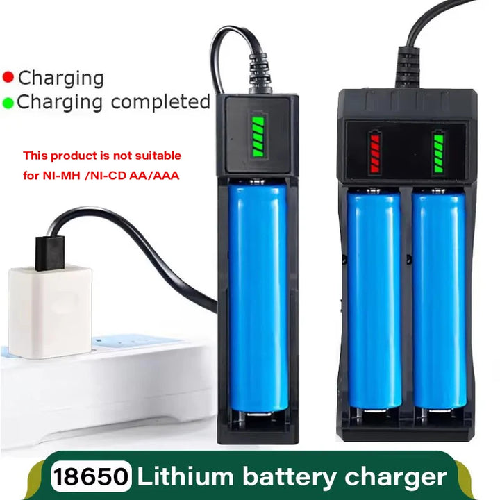 18650 Battery Charger 1/2/4 Slots Dual 18650 Charging 3.7V Rechargeable Lithium Battery USB Charger For 16340 14500 18650