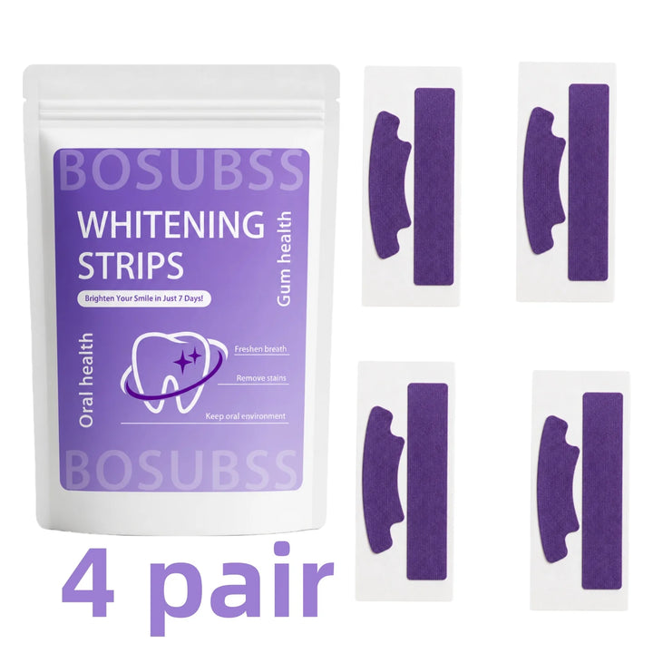 4 Pairs Smile Care Strips, Upper & Lower Tooth Strip Set, Easy At-Home Routine, Compact Pouch For Daily Use