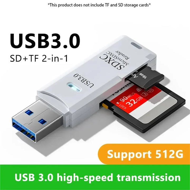 2-in-1 Multi Functional USB 3.0 Card ReaderMiniSD TFMemoryCardReaderUSBFlashDrive CardreaderAdapter For PCLaptops Accessories
