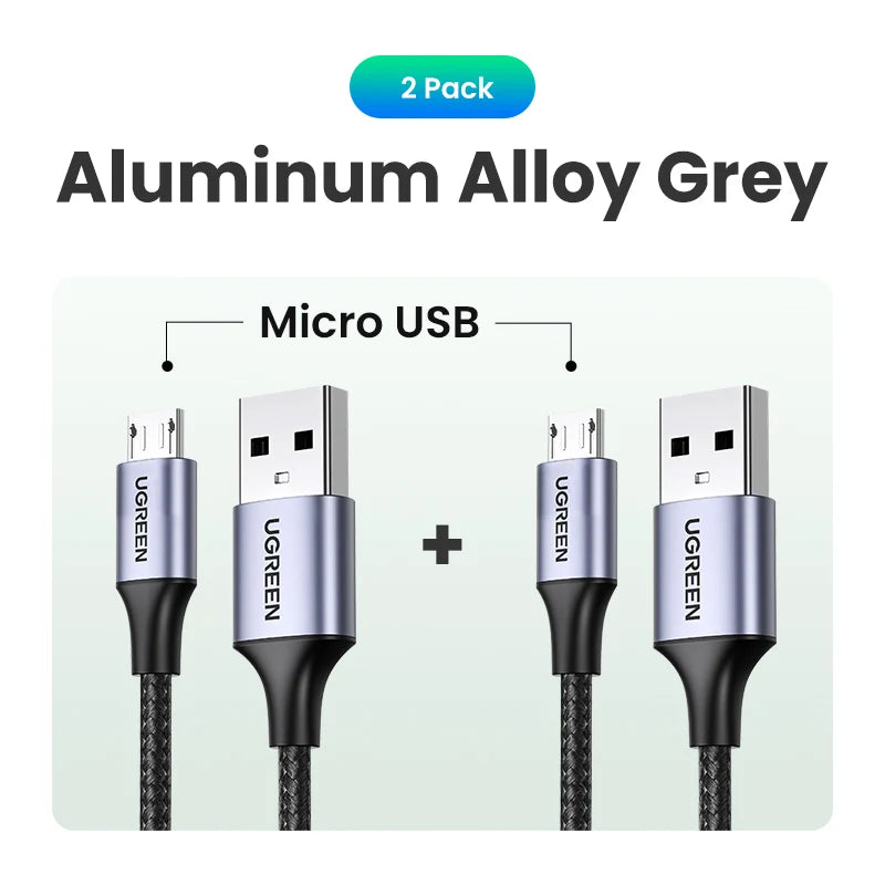 Ugreen Micro USB Cable 2A Nylon Fast Charging USB Cable for Samsung Xiaomi HTC USB Charger Data Cable Mobile Phone Cable