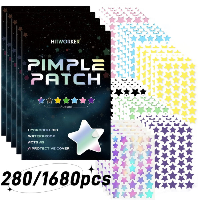 1680 Pimple Patch - Gentle and Non-Irritating, Covers Acne and Blemishes - 280 Star Shape Multi-Color Concealer Patches Daily Fa