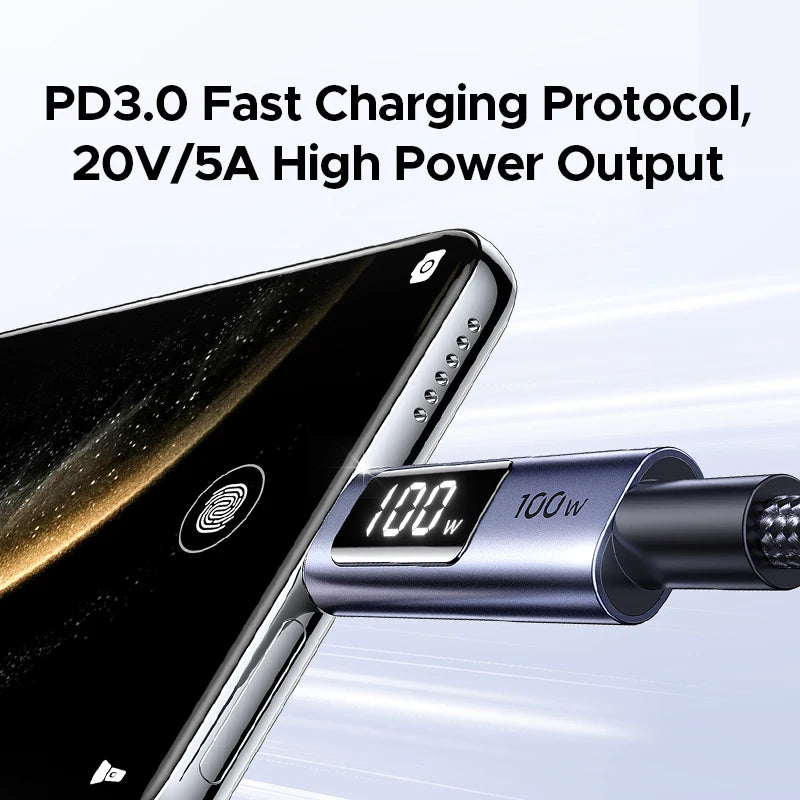 UGREEN PD100W USB C Cable Digital Power Display Fast Charging W/V/A for Laptop MacBook iPhone 18/17 Samsung S26 iPad Smart Cord
