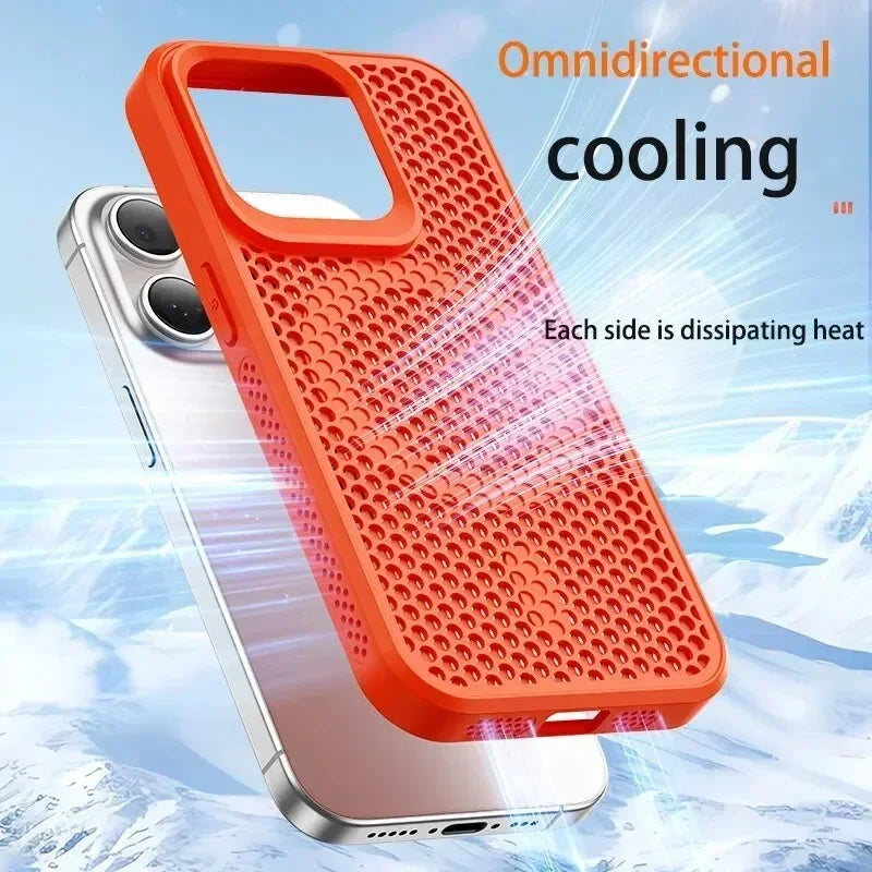 Cooling Heat Dissipation Phone Case For iPhone 17 18 16 15 14 13 12 11 Pro Max Breathable Hard Back Magnetic Cover For Magsafe