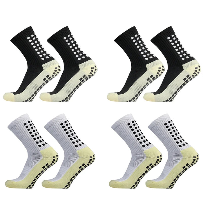 1/4 Pairs Anti-slip Soccer Women Men Outdoor Sport Grip Football Yoga Socks