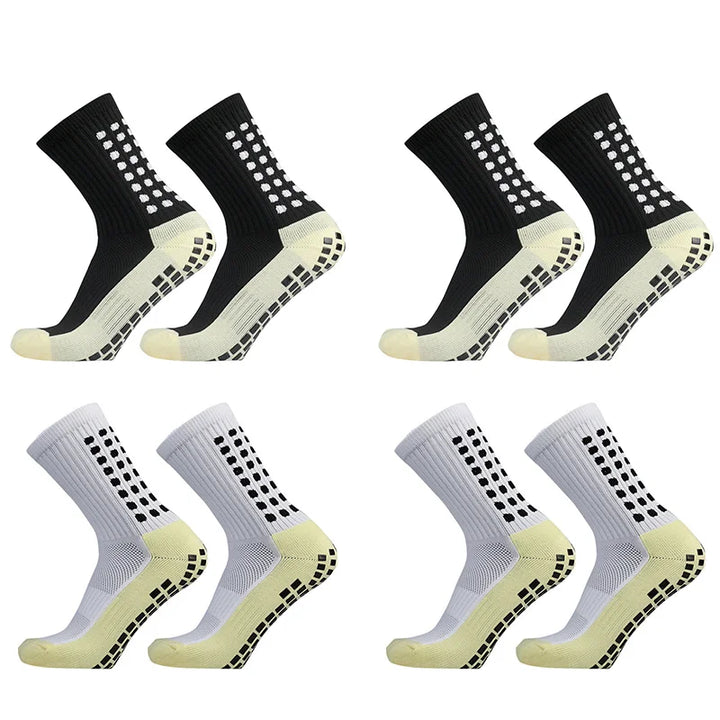 1/4 Pairs Anti-slip Soccer Women Men Outdoor Sport Grip Football Yoga Socks