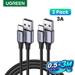[2 Pack] UGREEN 3A USB Type C Cable 18W for iPhone 17/16 Samsung S26/25 Pixel 10/9 Charging USB-C 2.0 Data Cable 0.25/0.5/1/2/3M