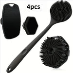 1-4-piece bath brush set Soft silicone bath brush with non-slip handle, easy to clean and rinse, perfect for use in the bath
