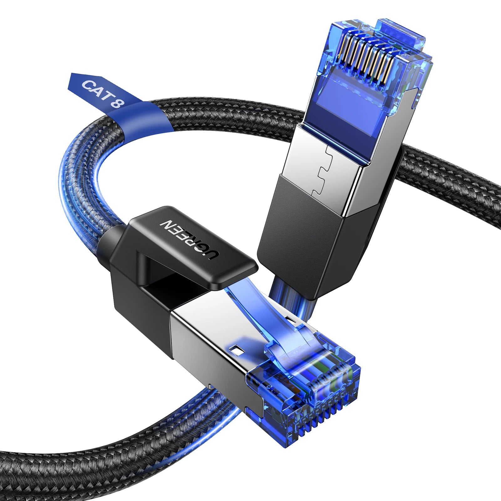 UGREEN CAT8 Ethernet Cable 40Gbps 2000MHz RJ45 to RJ45 Networking Cotton Braided Internet Lan Cord for PC Router PS5 RJ45 Cable