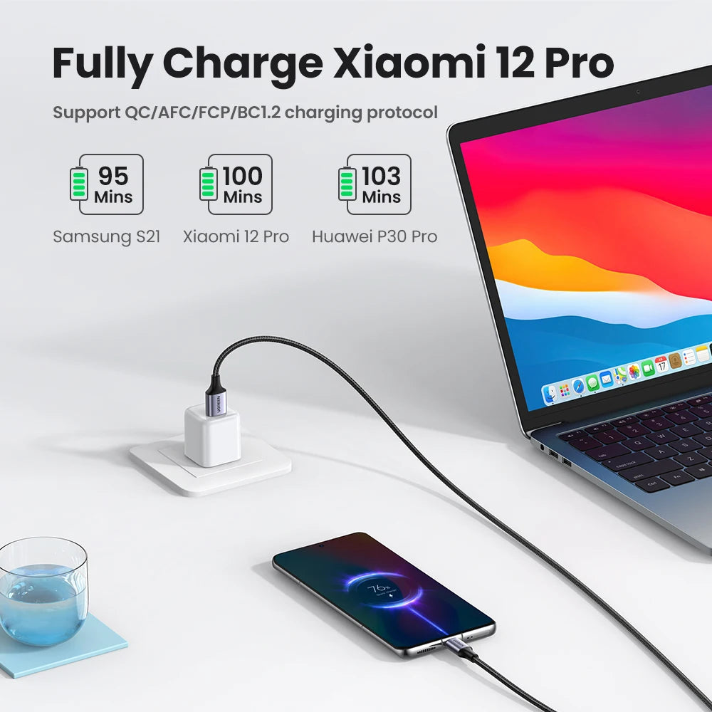 [2 Pack] UGREEN 3A USB Type C Cable 18W for iPhone 17/16 Samsung S26/25 Pixel 10/9 Charging USB-C 2.0 Data Cable 0.25/0.5/1/2/3M