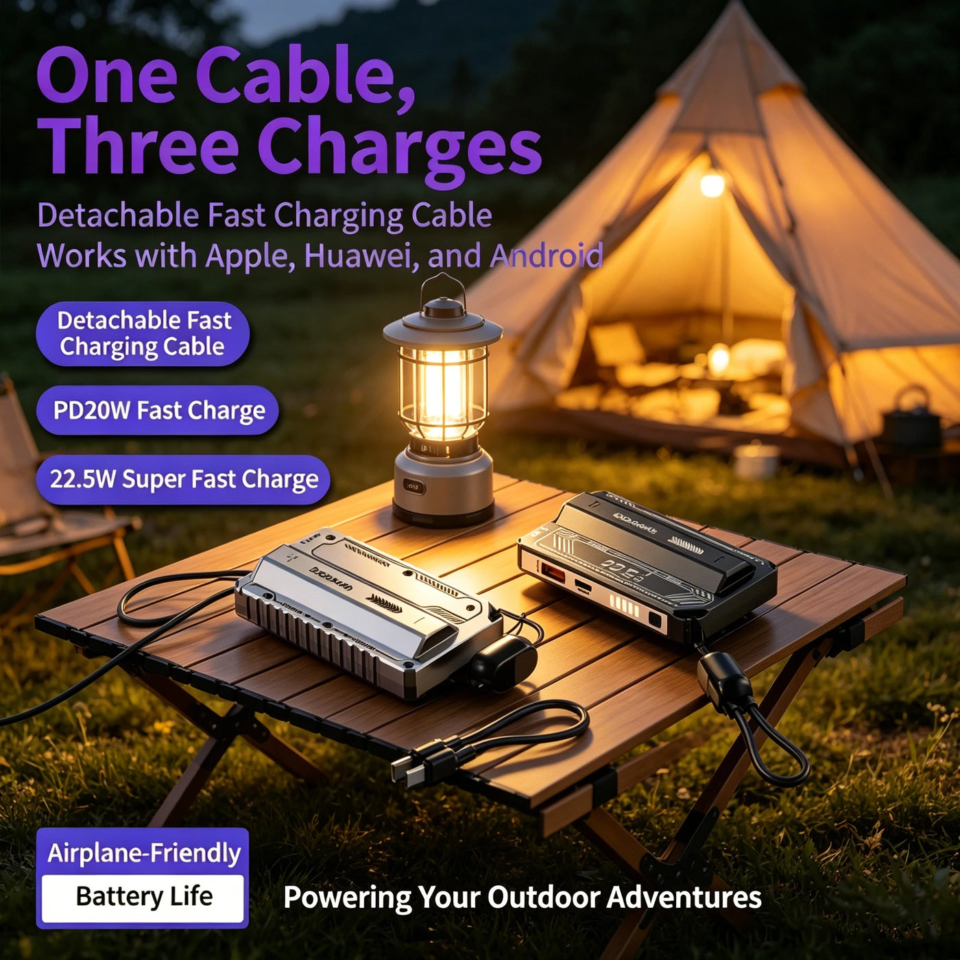 22.5W PD20W Fast Charging Power Bank Detachable Modular Design 5000mAh Portable Charger For iPhone 17 16 15 14 13 12 Huawei