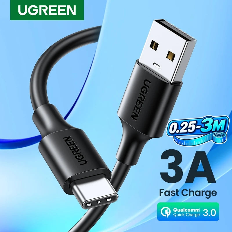 UGREEN USB-A to Type-C Cable for iPhone 17/16 Samsung S26/25/24 Xiaomi Pixel LG USB2.0 Data Cable 3A 18W Charging Cable 0.25-3M