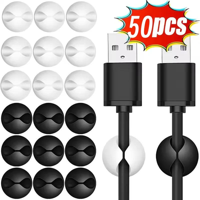 Car Dashboard Data Cable Clip Self-Adhesive USB Line Hub Wire Holder Fixing Clamp Office Desk Wire Organizer Accessories