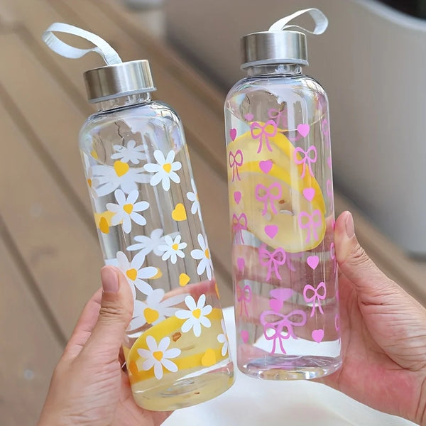 18.6 oz floral print sports water bottle, portable, leak-proof, and insulated, perfect for travel and outdoor activities.