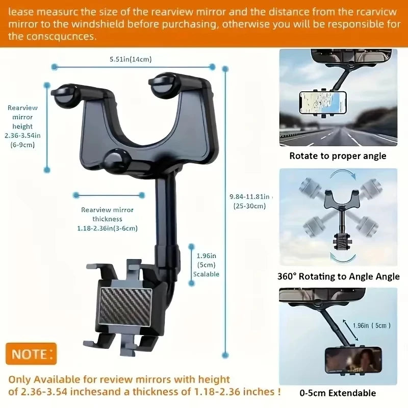 Adjustable Rearview Mirror Phone Holder Clip - View 6