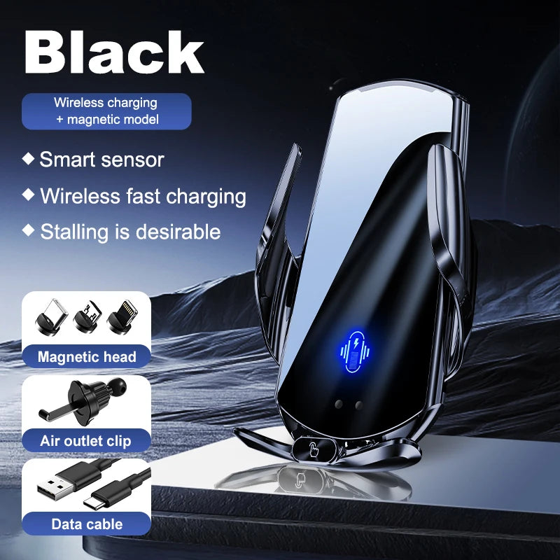 New Upgrade Car Magneti Mobile Phone Holder 15W Wireless Charging Portable Cellphone Bracket Stand In Auto Interior Accessories