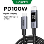 UGREEN PD100W USB C Cable Digital Power Display Fast Charging W/V/A for Laptop MacBook iPhone 18/17 Samsung S26 iPad Smart Cord