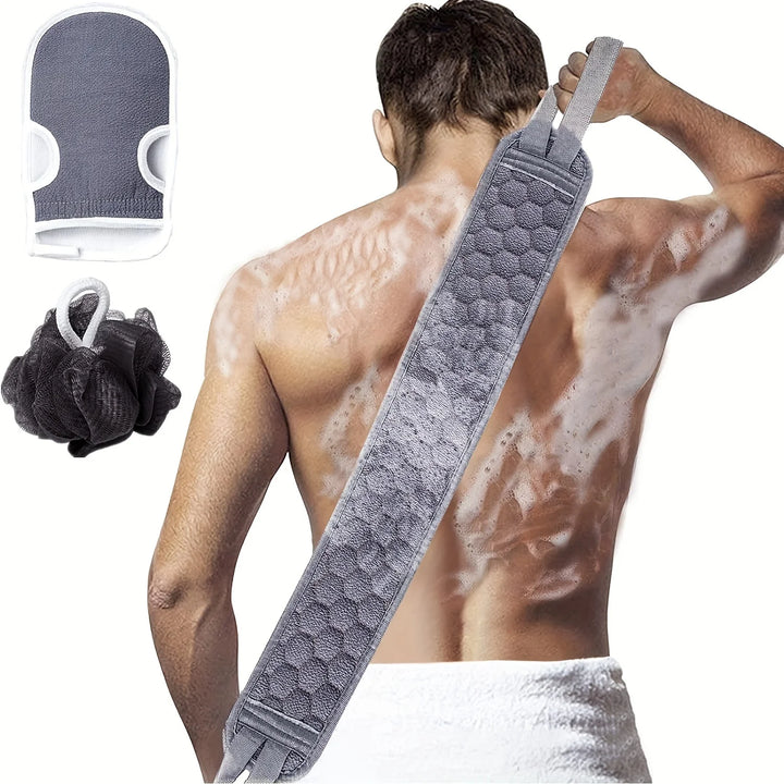Exfoliating Body Scrubber Set - Includes Back Scrubber, Bath Glove And Shower Bath Sponge Loofah - Deep Clean And Vitalize