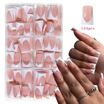 144pcs Duck Nails Simple and classic Elegance White French,Detachable reusable press on acrylic nails including 1 nail file and
