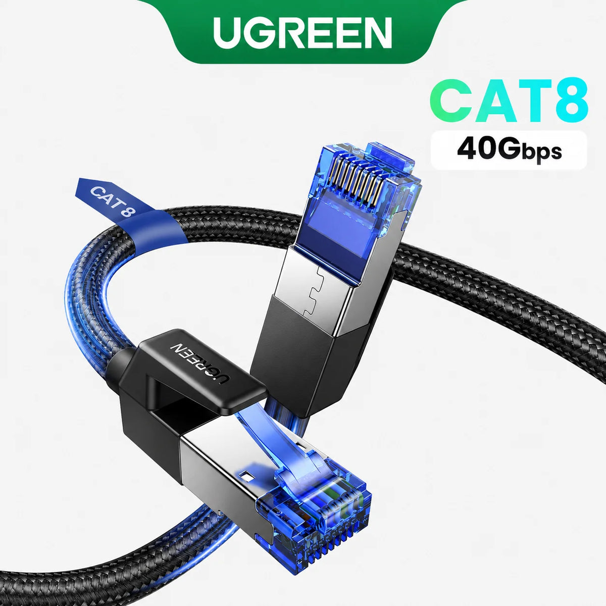 UGREEN CAT8 Ethernet Cable 40Gbps 2000MHz RJ45 to RJ45 Networking Cotton Braided Internet Lan Cord for PC Router PS5 RJ45 Cable