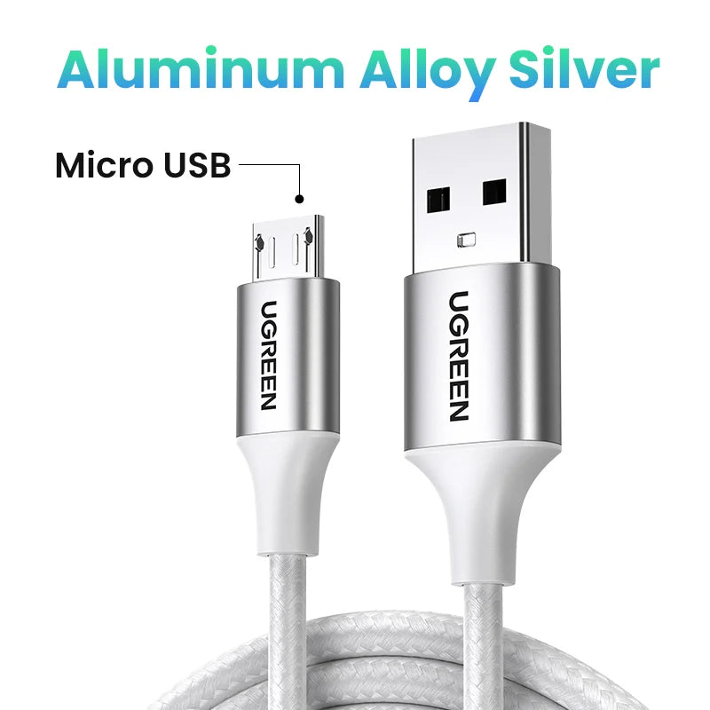 Ugreen Micro USB Cable 2A Nylon Fast Charging USB Cable for Samsung Xiaomi HTC USB Charger Data Cable Mobile Phone Cable