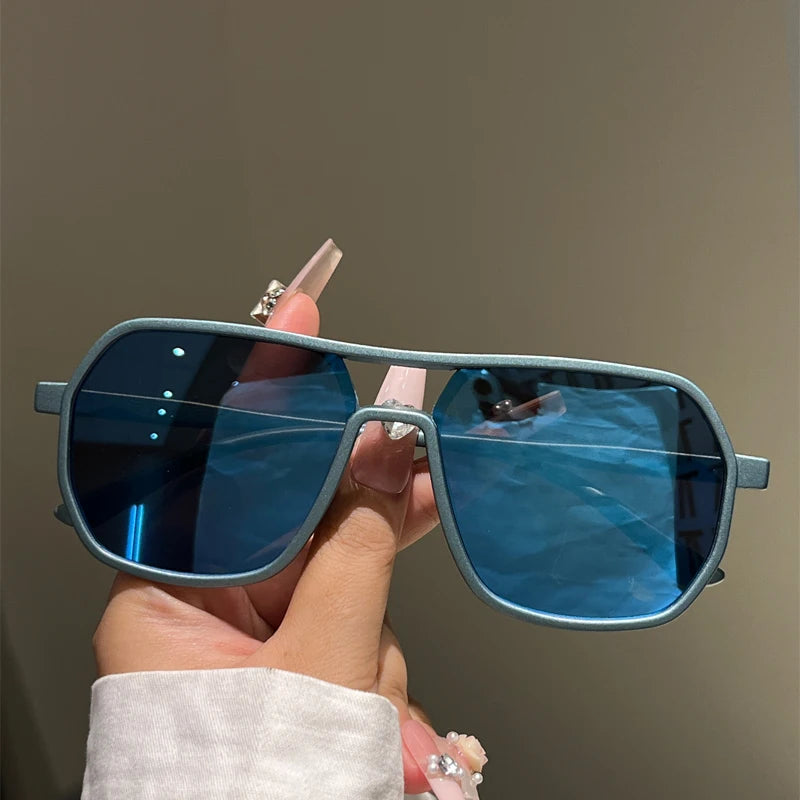 KAMMPT Irregular Rim Sunglasses Men 2025 New Fashion Vintage Double Bridge Shades Women Trendy Brand Design Mirror Sun Glasses