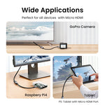UGREEN Micro HDMI-Compatible to HDMI-Compatible Adapter 4K/60Hz 3D for GoPro Hero 7 Raspberry Pi 4 Sony Nikon Braided Cable 4K