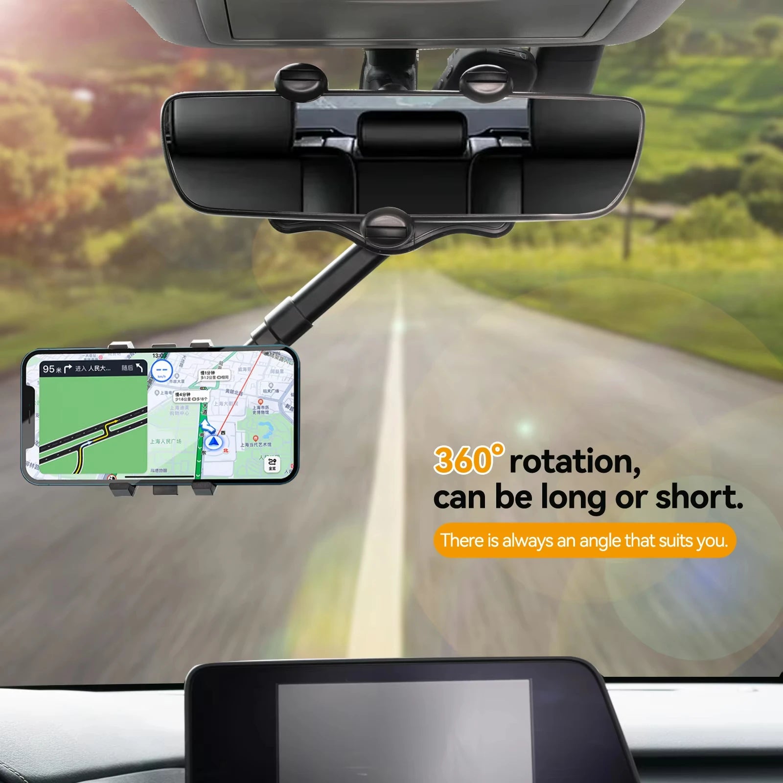 Adjustable Rearview Mirror Phone Holder Clip - View 2