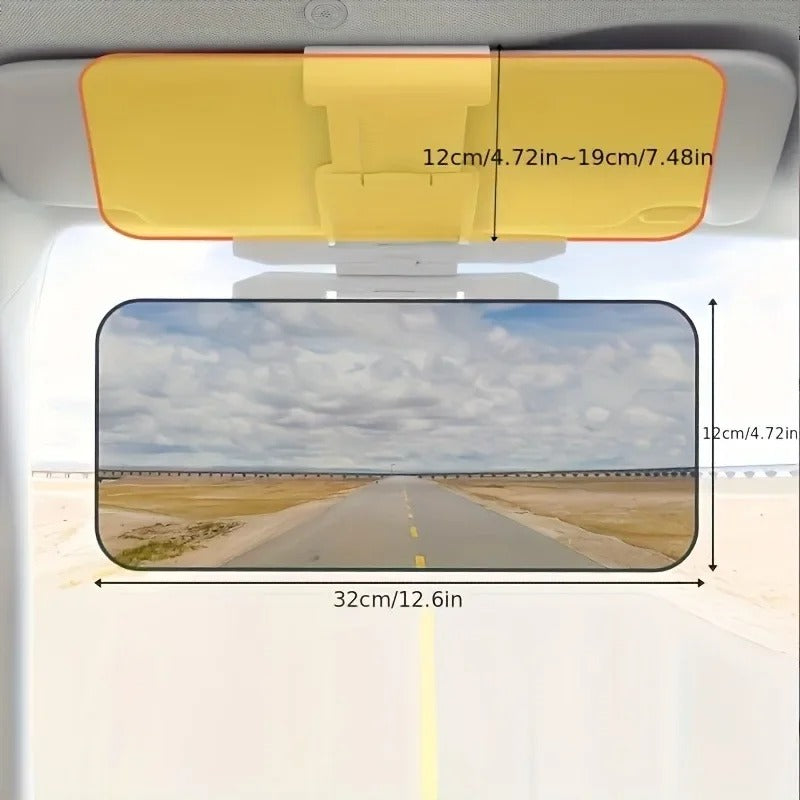 2-in-1 Day & Night Anti-Glare Car Sun Visor – Clip-On Windshield Glare Shield for Safer Driving